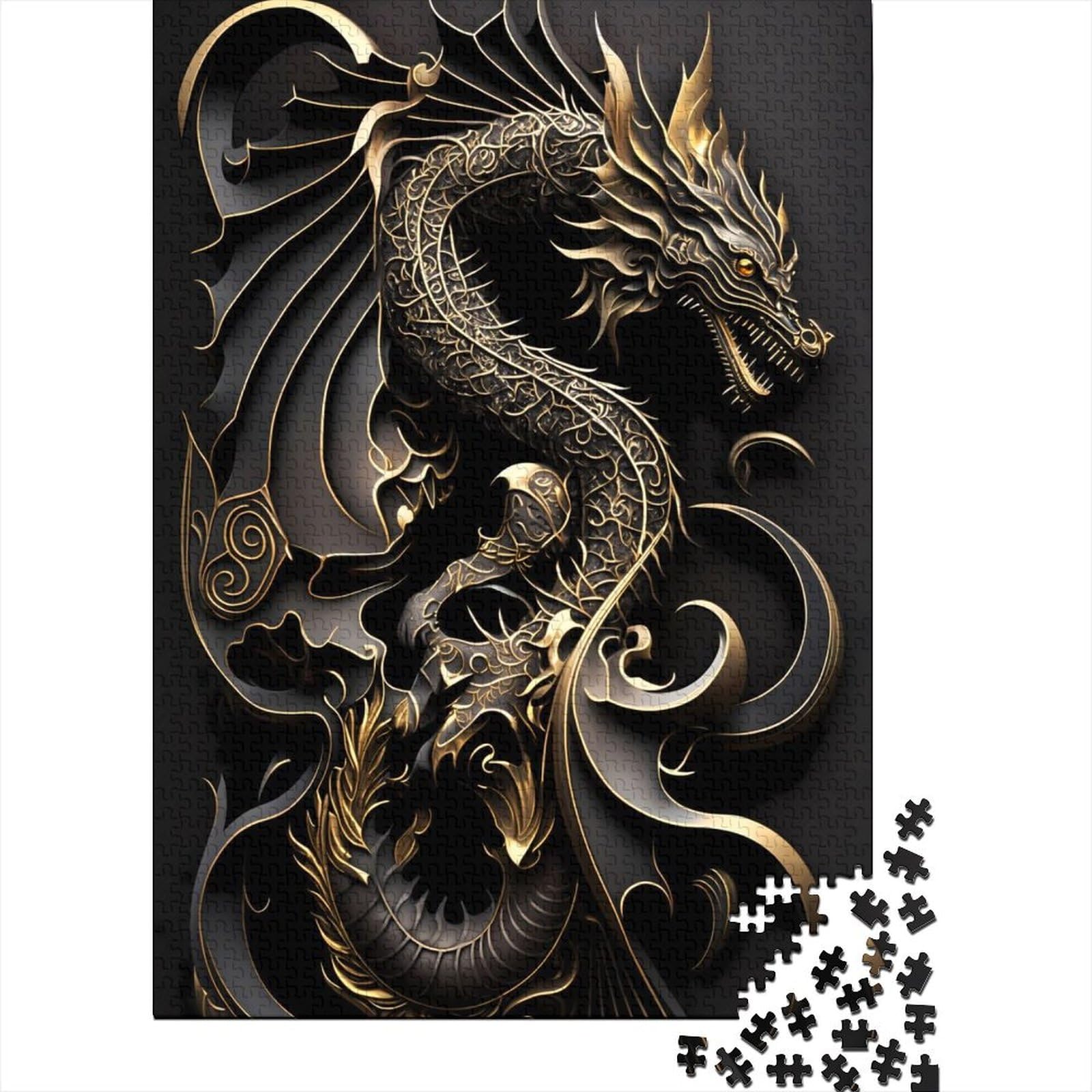 Dragons Splendor Holzpuzzle für Erwachsene und Jugendliche, 1000 Teile, Puzzle für Erwachsene und Jugendliche, Stressabbau, schwierige Herausforderung, 75 x 50 cm