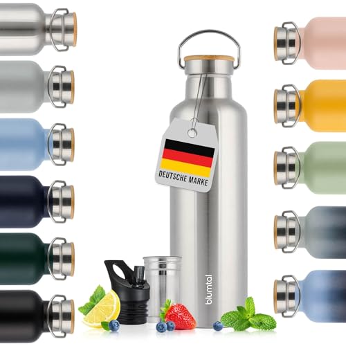 Blumtal Thermosflasche 1L - doppelwandige Trinkflasche Edelstahl 1L - Isolierflasche 1L BPA frei - Edelstahl Trinkflasche - Teeflasche - Trinkflasche Thermo - Sportflasche 1000ml - Stainless Steel