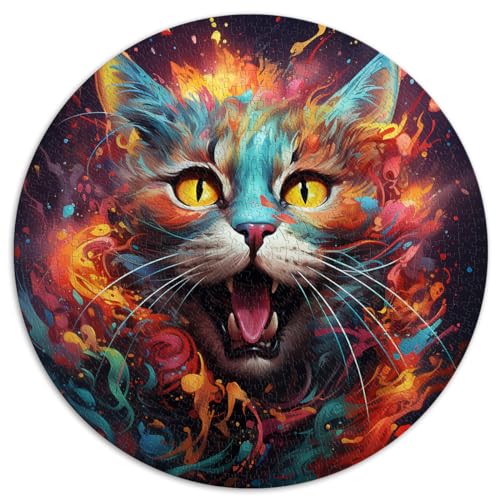 Puzzle-Spiele Neon Cat buntes Puzzle 1000 Teile für Erwachsene 67,5 x 67,5 cm Puzzle Geburtstagsgeschenk, Geschenke für oder, Wandkunst