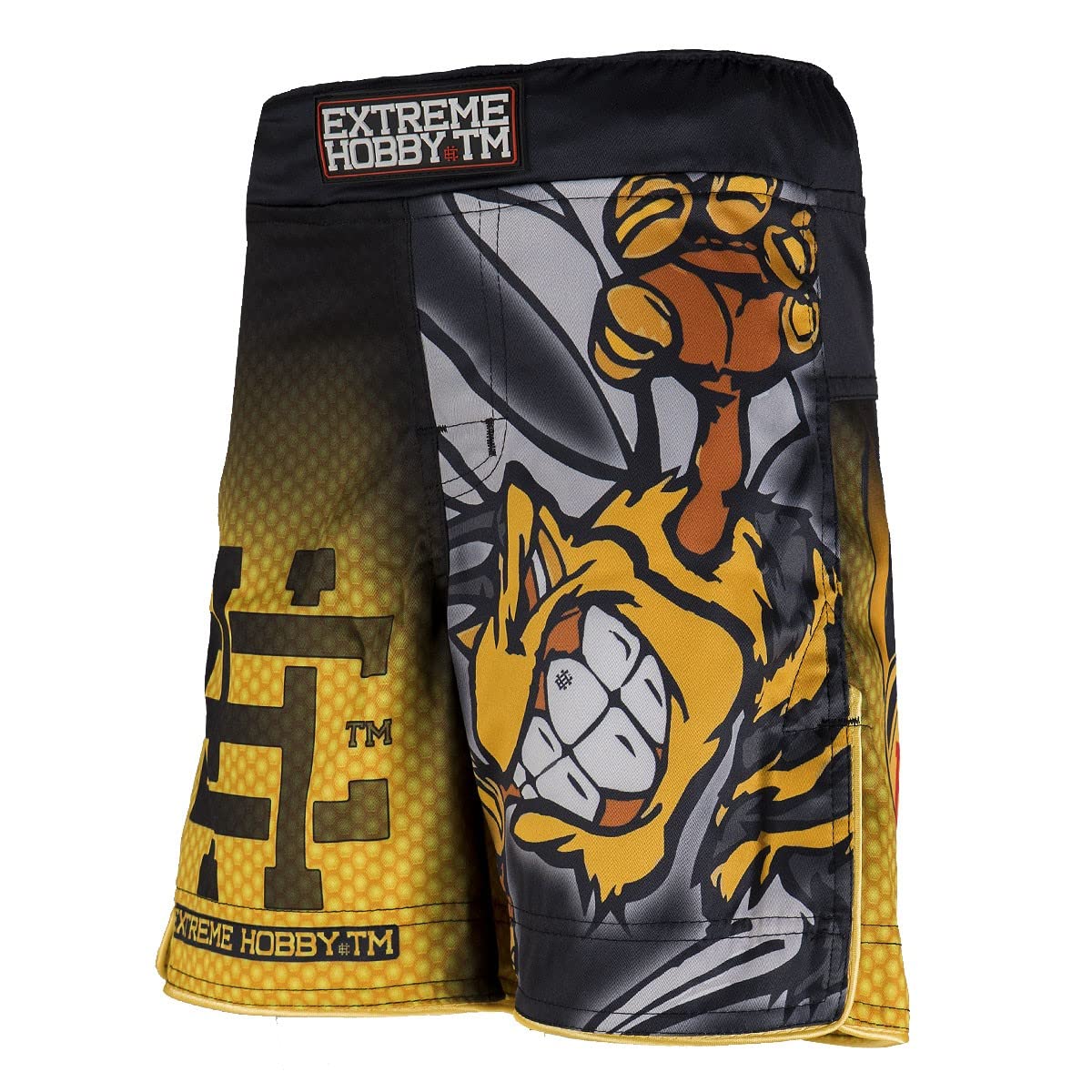 EXTREME HOBBY Grappling Kurze Hosen für Kinder ANGRY WASP, Weiches Atmungsaktives Material, 2-Wege-Stretch-System, Kids Boxing Shorts Kampfsport Muay Thai Fitness Martial Arts Größe 116