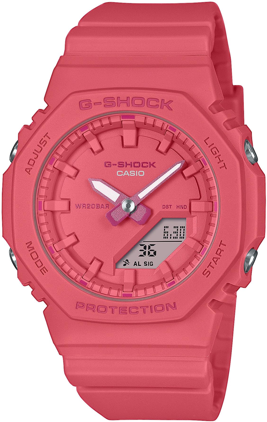 Casio GMA-P2100-4AER digital Women's Watch with red Resin Strap.