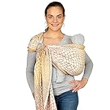 Hoppediz Ring-Sling, Baby-Tragetuch ab Geburt, 100 % kbA-Baumwolle, Design Darwin creme