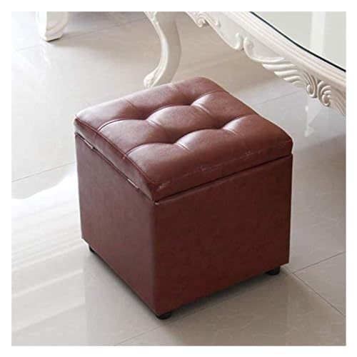 RAABYU Cube Kunstleder Aufbewahrung Fußhocker Pouf Sitzbank Spielzeugkiste Organizer Box Pouf Truhe Einzelsitz 40X40X40Cm