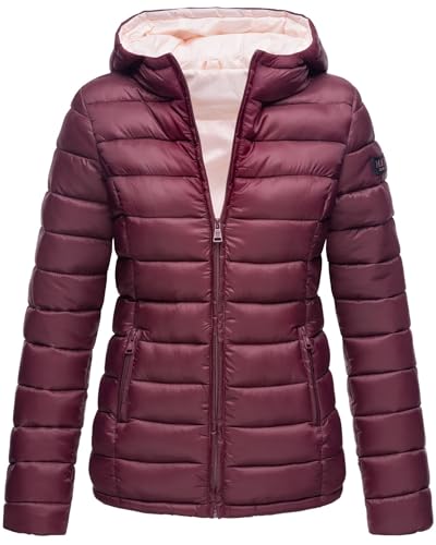 Marikoo Damen Jacke Steppjacke Herbst Winter Übergangsjacke gesteppt B651 (Gr. XS/Gr. 34, Weinrot)