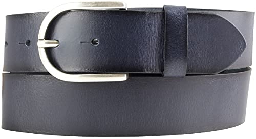 BELTINGER Damen-Gürtel aus Vollrindleder Vintage-Look 4 cm | Jeans-Gürtel für Damen 40mm | Mit geschwärzten Kanten | Marine 115cm