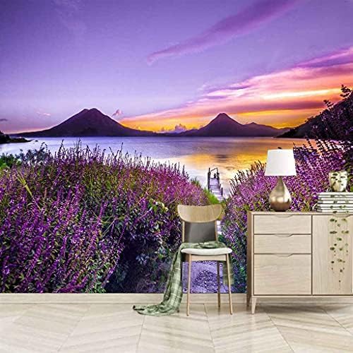 Sonnenuntergang Lila Blumen 3D Tapeten Wanddekoration Fototapete Sofas Wohnzimmer Wandbild Schlafzimmer-200cm×140cm