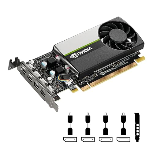 HP Nvidia Quadro T1000 4 GB GDDR6 Single-Slot-Grafikkarte – 896 CUDA-Kerne, 128 Bit, 160 GB/s, 4 x Mini DisplayPort 1.4, 50 W Stromverbrauch, PCI Express 3.0 x16 – 8FFPN (einfach verpackt) (erneuert)