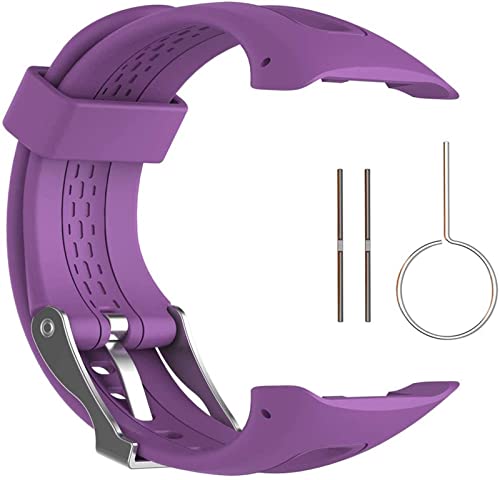 LOUPKC MINGSHAN Uhrenarmband kompatibel mit Forerunner 10 15 GPS-Sportuhr, weiches Silikon, klein, groß, Ersatzarmband(Color:Purple,Size:L size)