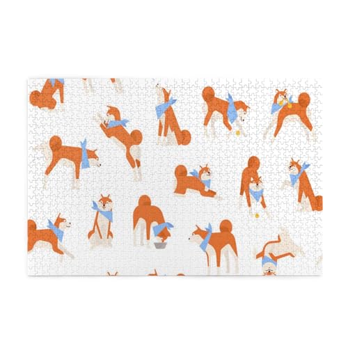 Entzückender Akita Inu, Puzzles 1000 Teile Holzpuzzle Spielzeug Familienspiel Wanddekoration