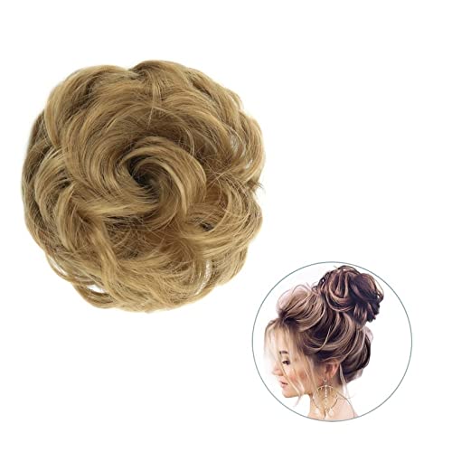 Bun Haarteile 1 Stück rund ums Haar, Pferdeschwanz, Donut-Haarknoten, Haarschmuck for Frauen, synthetischer, unordentlicher, lockiger, gewellter Scrunchie-Chignon mit Gummibandwickel Brötchen-Haarteil