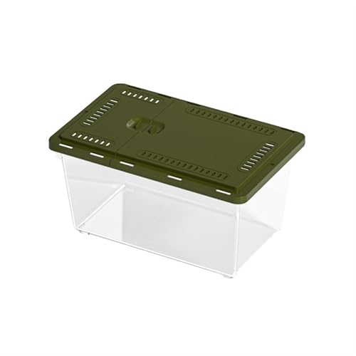 Aquarium PET-Haushaltsfischtank Schildkrötentank Außenfänger Spezialbehälter Haushaltsfütterungsbox mit Schiebedeckel Aquarium-Kit(Green,27x17.5x14.5cm)