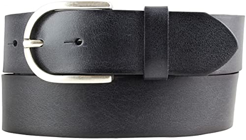 BELTINGER Damen-Gürtel aus Vollrindleder Vintage-Look 4 cm | Jeans-Gürtel für Damen 40mm | Mit geschwärzten Kanten | Schwarz 85cm