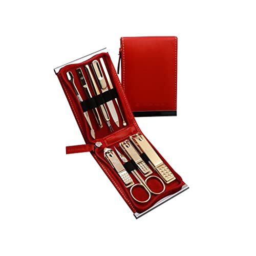 Zehennagelknipser 9-teilig Set hoher Kohlenstoffstahl Nagelschnipser Set Tragbare Maniküre Set Dekoration Fußpflege Schönheit Set Nagelpflege mit tragbarem Holster Nagelknipser-Set ( Color : Red2 )