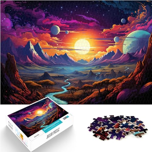 Puzzles, Geschenke, Spielzeug, Psychedelische, farbenfrohe Landschaft, 1000 Teile, vollständig ineinander greifenden und zufällig geformten Teilen, 1000 Stück (50 x 75 cm)