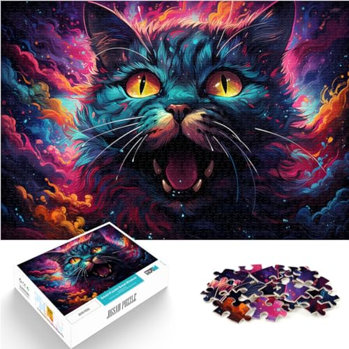 Puzzle, bunte Katze, 1000 Teile, Holzpuzzle, Spaß für zu Hause, Aktivitäten, Geburtstagsgeschenk, Reisegeschenk, 1000 Teile (50 x 75 cm)