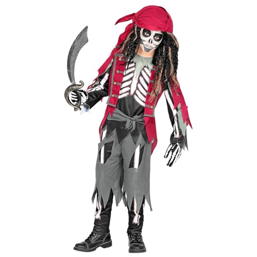 "PIRATE SKELETON" (shirt with vest and belt, pants, bandana) - (128 cm / 5-7 Years)