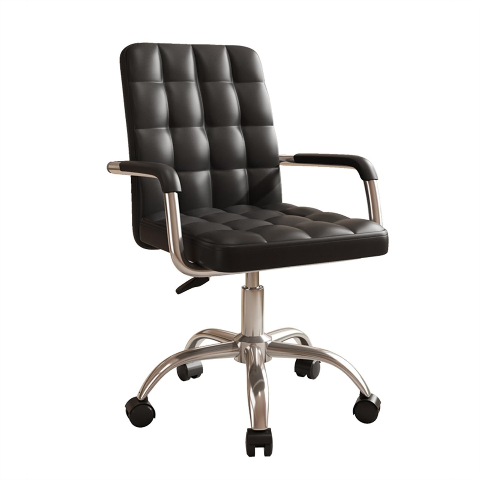 Bürostuhl Ergonomischer Weicher, gemütlicher Schreibtischstuhl aus PU-Leder mit Rollen und Armlehne, drehbarer, verstellbarer Home-Office-Schreibtischstuhl mit mittlerer Rückenlehne for Wohnzimmer, Sc