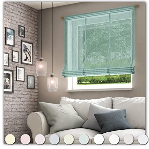 Neutex for you! Libre ECO Raffrollo mit Stangendurchzug, Vorhang, Gardine, Halbtransparent, 140 x 120 cm (H/B), 482199, Made in Germany, Oeko-Tex Standard 100, Salbei