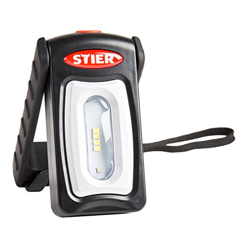 STIER Akku LED Werkstattleuchte, 250 Lumen, einer Leuchtdauer von 2,5 Stunden, 360° drehbarem Haken und Micro USB Ladekabel, Arbeitsleuchte, Led Arbeitsscheinwerfer, Baustrahler, Akku Strahler