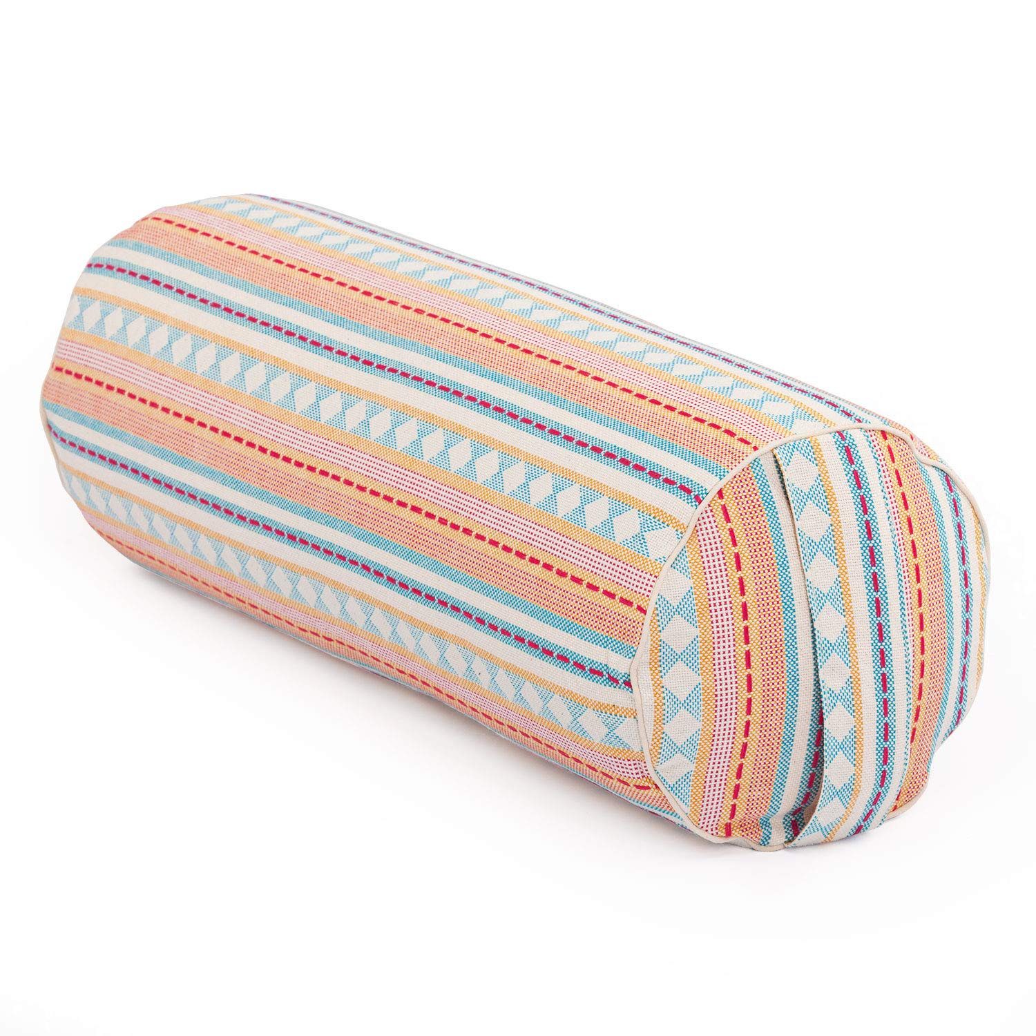 Bodhi Yoga Bolster Ø 23 cm | Ethno Collection | Runde Yogarolle aus 100% Baumwolle | Dinkelfüllung aus Bio-Dinkelspelzen | Yogakissen für Pilates & Yin Yoga | Yogabolster aus Jacquard-Webstoff