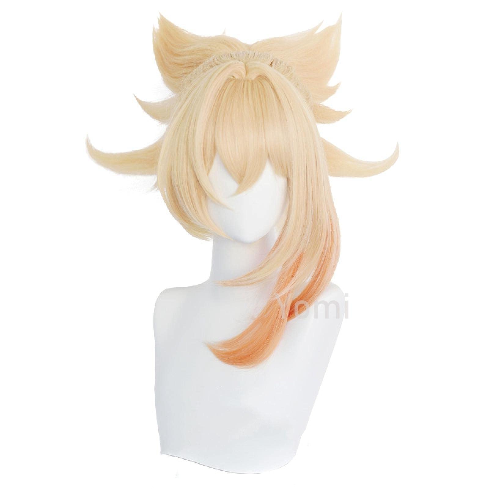 Anime cosplay perücke Spiel Genshin Auswirkungen Rolle Yoimiya Perücke Cosplay Ponytail Gradient Blond ORANGE Hitzebeständige Haar Halloween Anime Rollenspiel