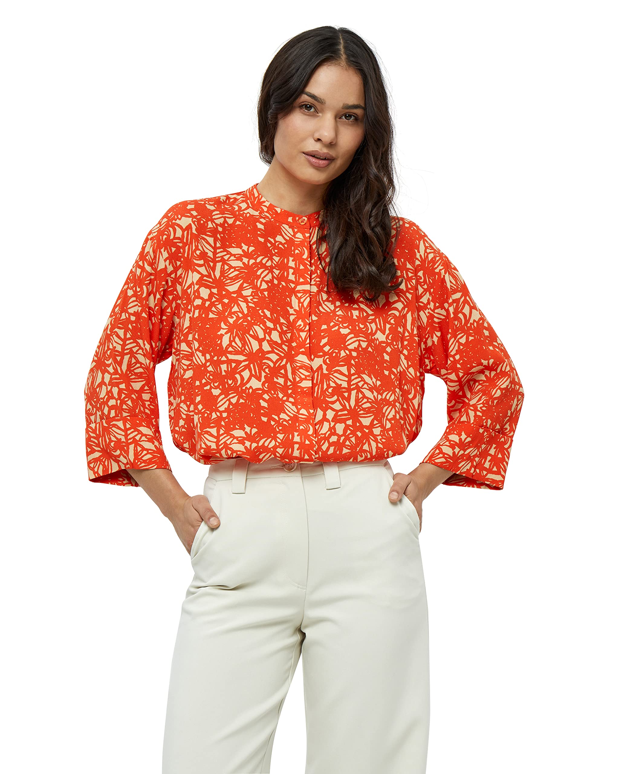 Peppercorn Millie 3/4 Ärmel Shirt | Shirt Damen In Orange | Frühling Bluse Damen Elegant | Größe M