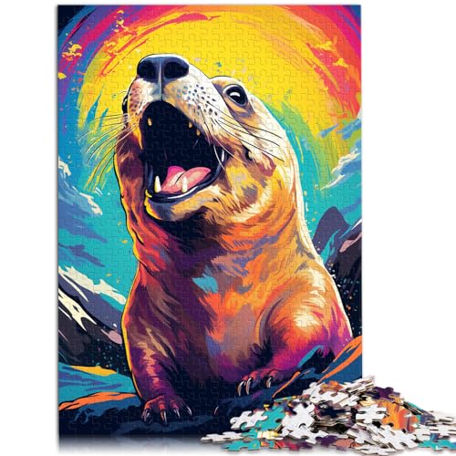 Puzzle-Geschenk, buntes Murmeltier, 1000 Teile, für Erwachsene, schwierige Puzzles, Holzpuzzles, Heimdekoration, Puzzle-Spielzeug, 1000 Teile (50 x 75 cm)