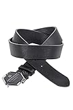 Cipo & Baxx Herren Leder Gürtel Belt Accessoire Design Muster Sechseck-Schließe CG194 Schwarz Gr.85