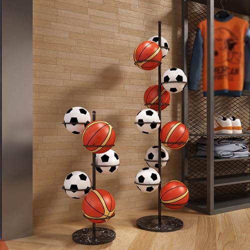 SUYUDD Metall-Basketball-Ball-Aufbewahrungsregal, Ball-Organizer-Rack-Ausstellungsständer für Zuhause, Garage, Rugby, Basketball, Fußball, Volleyball