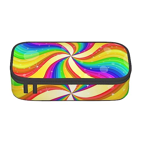 ZORIN Federmäppchen für Mädchen Jungen Große Kapazität Federmäppchen Spirale Regenbogen und Glänzender Stern Stifttasche Tragbare Make-up-Tasche für Schule Büro Studenten Teenager, Schwarz , Einheitsgröße, Münzbeutel