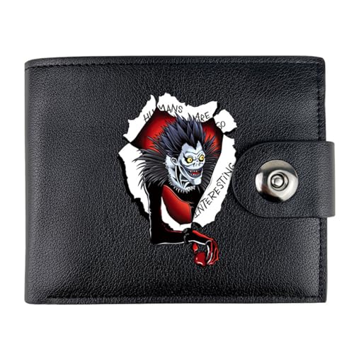 RYNDEX Death No. te Anime Geldbörse, Cartoon-Druck Kleiner Geldbeutel, PU Leder Geldbörse Brieftasche Wallet(Color:Black 6)