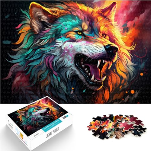 Puzzle-Geschenk Fantasie bunter wütender Wolf Puzzles 1000 Teile Holzpuzzle Spielzeug Puzzles Lernspiele Stressabbau Puzzles 1000 Teile (50x75cm)