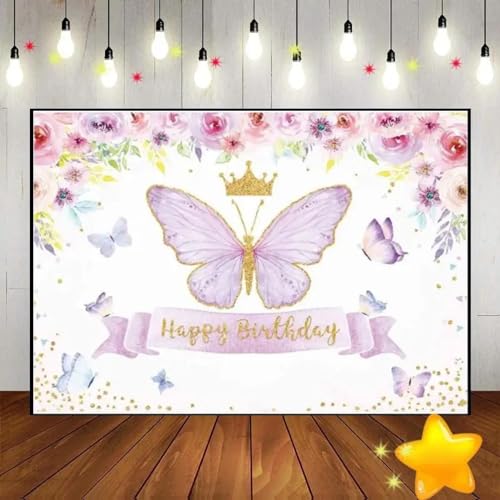 Schmetterling Blume Krone Fee Prinzessin Hintergrund Foto Süße Fotografie Hintergründe Malerische Babyparty Vintage Banner Dekoration 350x230cm