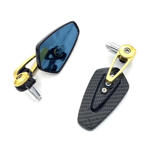 Motorradspiegel-Set Motorradspiegel Lenkerenden Seitenspiegel Für Straßenmotorräder Sportmotorräder Chopper Cruiser Mit 7/8" Oder 1" Standardlenker(Gold)