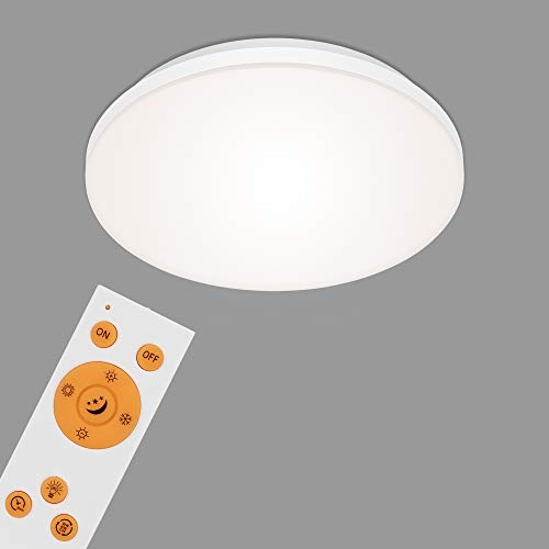 BRILONER Leuchten - LED Panel, LED Deckenlampe dimmbar, rahmenlos, Farbtemperatursteuerung, inkl. Fernbedienung, 12 Watt, 1.600 Lumen, Weiß, Ø 30cm, 7377-016