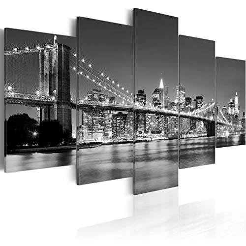 decomonkey Bilder New York 200x100 cm 5 Teilig Leinwandbilder Bild auf Leinwand Wandbild Kunstdruck Wanddeko Wand Wohnzimmer Wanddekoration Deko