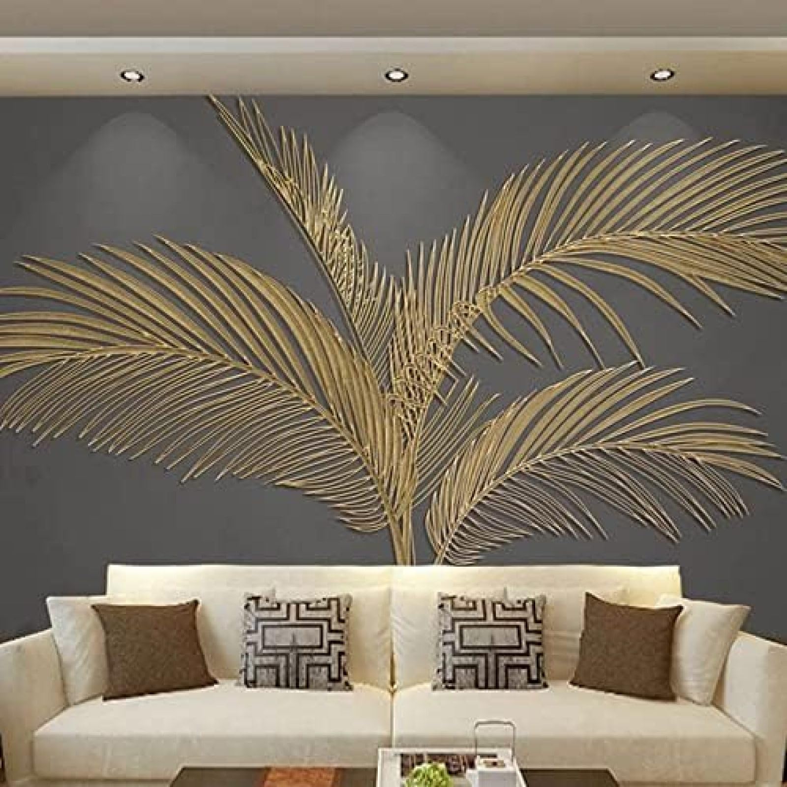 Creative Leaf Gold Embossed Line Art 3D Tapeten Wanddekoration Fototapete Sofas Wohnzimmer Wandbild Schlafzimmer-350cm×256cm