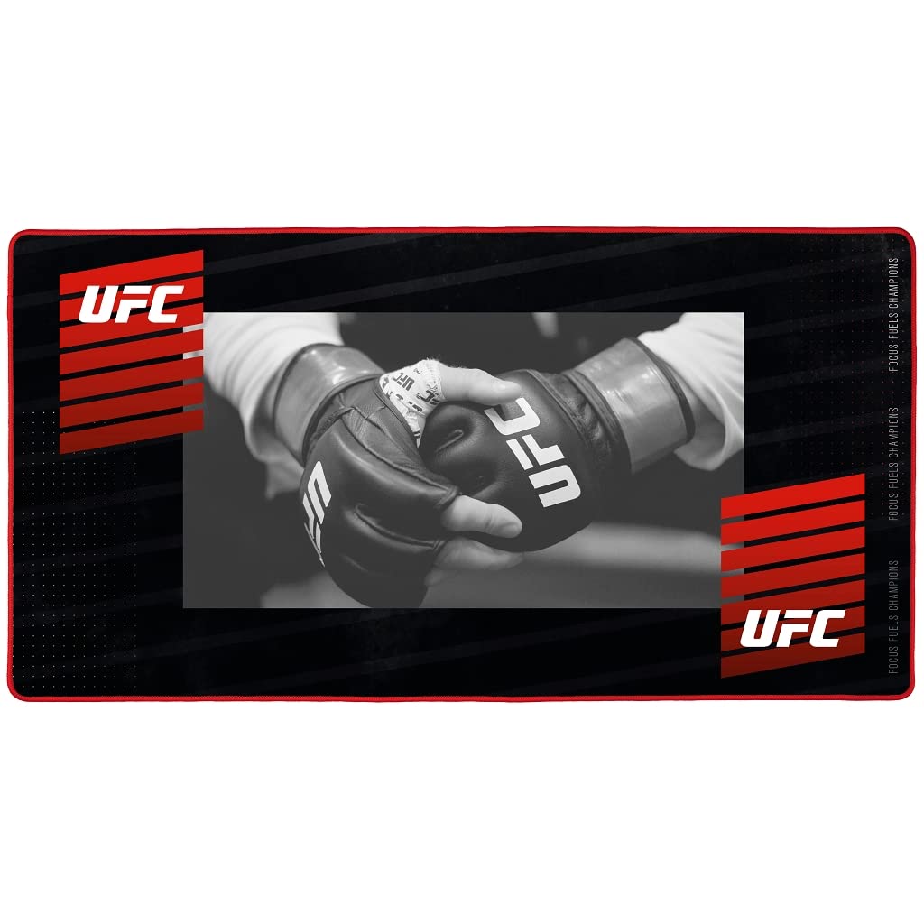 Konix UFC Gaming - Mauspad XXL 90 x 46 cm - rutschfeste Gummibasis - Schwarz und Rot