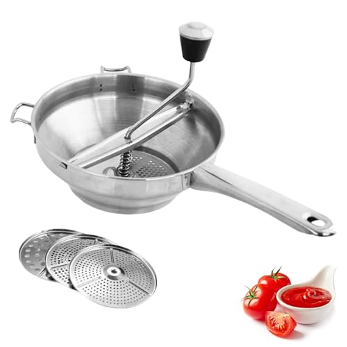 Reispresse für Kartoffelpüree,Tomatenpresse, Lebensmittelmühle für Tomatensauce,Lebensmittelmühle mit Griff, Kartoffelpresse - Ergonomischer Kartoffelbrei-Stampfer, Tomatensieb für Tomatensauce, Apfe