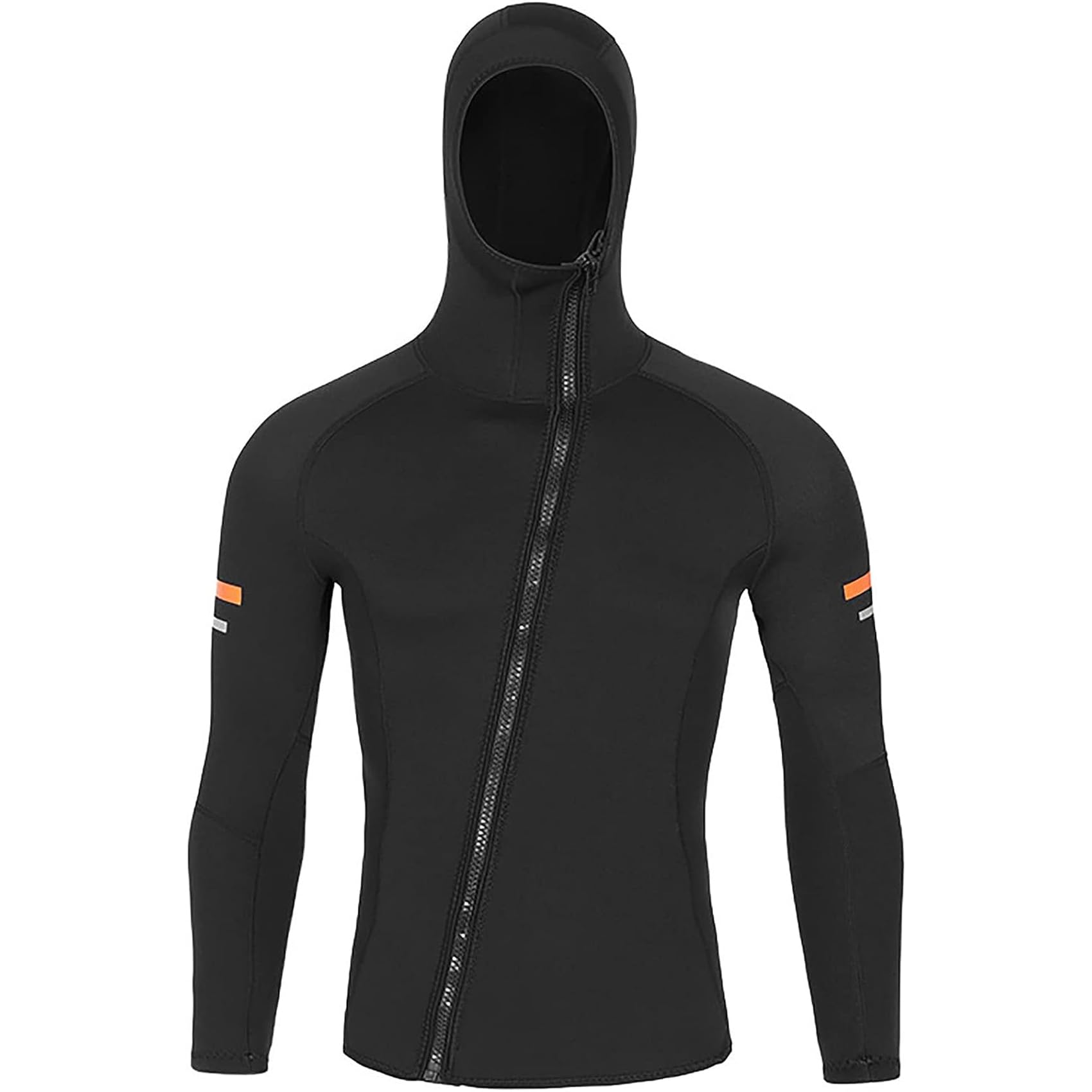 RUIZE Männer Hoodie Neoprenanzüge Top Jacke 1,5 mm Neopren Langarm Shirt Frontreißverschluss Weste Neoprenanzug Warm halten für Erwachsene Tauchen Surfen Schwimmen,Schwarz,XXL