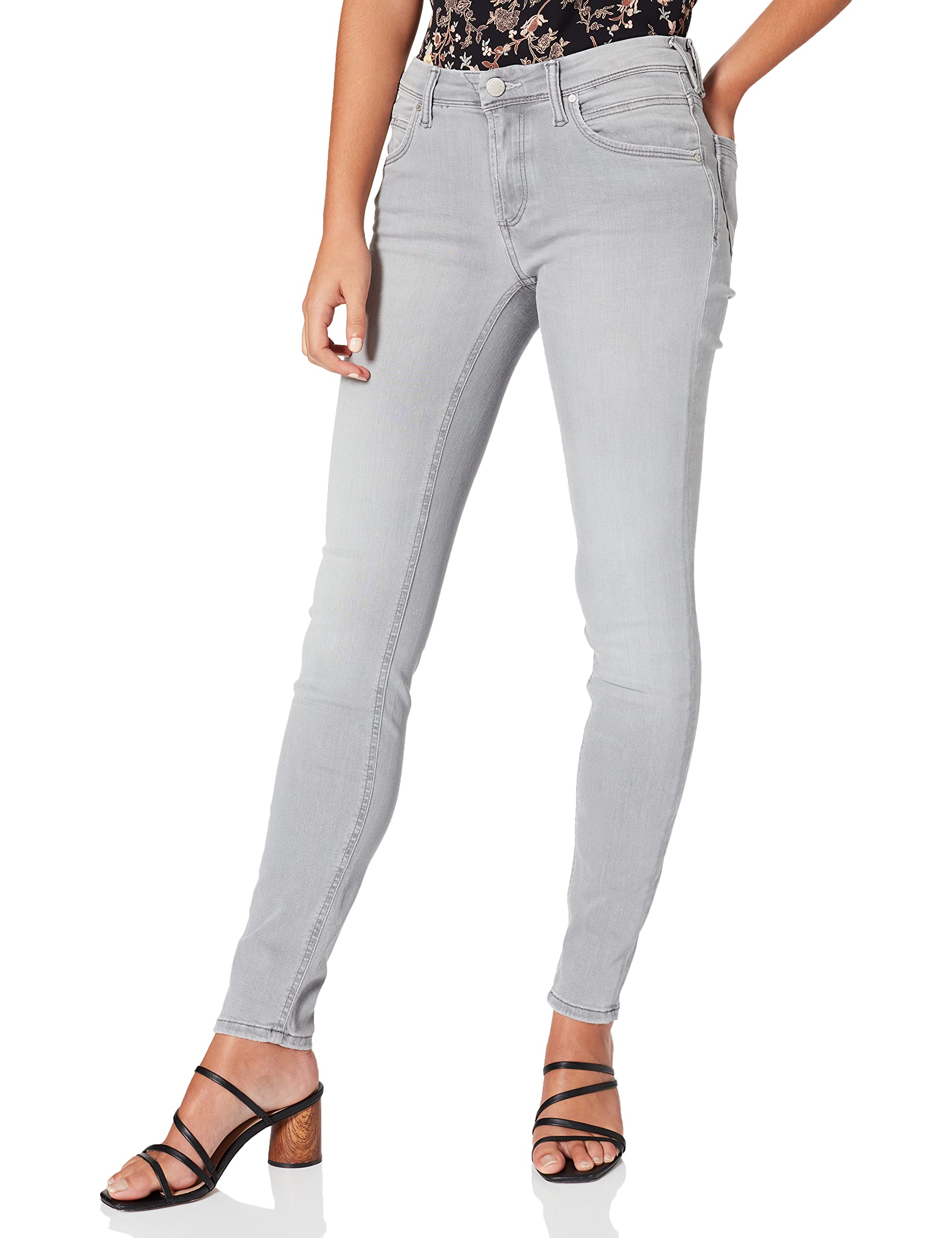 Marc O'Polo Denim Damen ALVA, lässige Damen Jeans, Damen Hose im Used-Look, hochwertige Denim Jeans mit schmalem Schnitt, Grau (P48), 30W / 32L