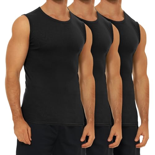 FALARY Tanktop Herren Schwarz Unterhemd 3er Pack Tank Top Baumwolle Feinripp 5XL