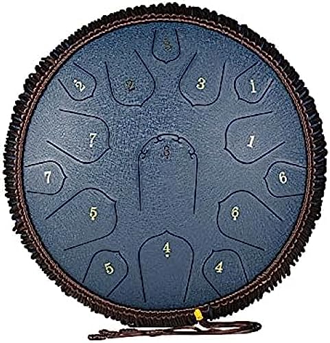 15 Tone Steel Drums D Key Steel Tongue Drum 14 Zoll Give Away Drum Rack, dickes Kohlenstoffstahlmaterial, für Meditation, Yoga, Show und Zen, Marineblau