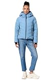 MARIKOO Winterjacke Damen (XS-3XL) - Wasserabweisend, Warm, Kapuze abnehmbar, Winddicht - Steppjacke, Frauen - Stehkragen, 4 Taschen, verlängerter Zipper - Blue L