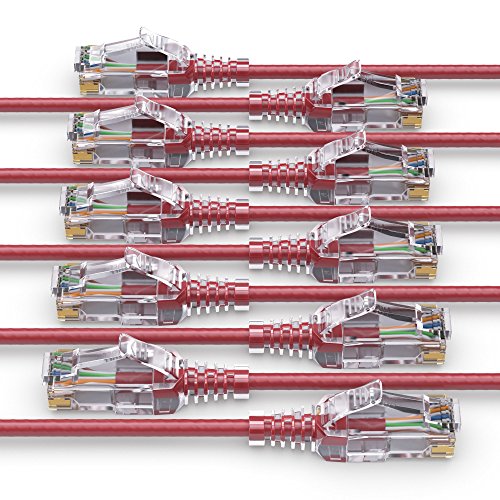 PureLink MC1505-050 CAT6 Netzwerkkabel UTP (10/100/1000 Mbit/s), extra dünn mit 2X RJ45 Stecker, Patchkabel für Switch, Modem, Router, Patchpanels, Patchfelder, 10er Set, 5,00m, rot