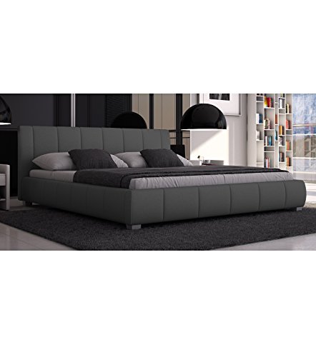 SEDEX Bett Luna 140x200cm Doppelbett Designerbett/Kunstleder - grau