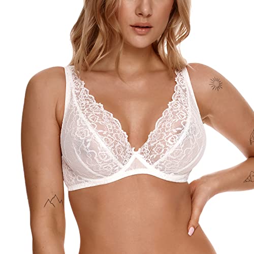 Lupoline Dame Soft BH Bralette Bügel Spitze Weiche Schalen Geblümt Elegant 149, Hellbeige,75A