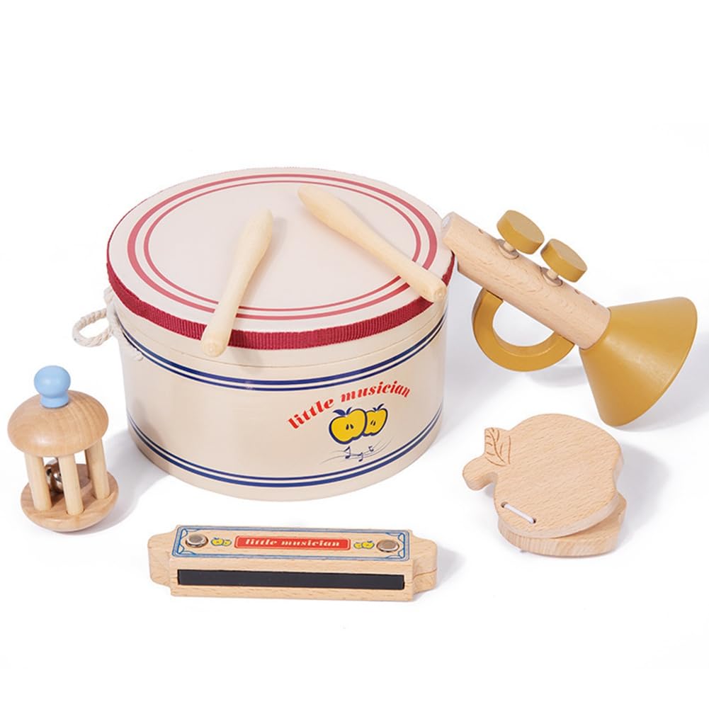 Pcivzxam Percussion-Set in Neutraler Farbe, Natürliche Schlaginstrumente Aus, Geeignet für die Vorschulerziehung Von Kindern