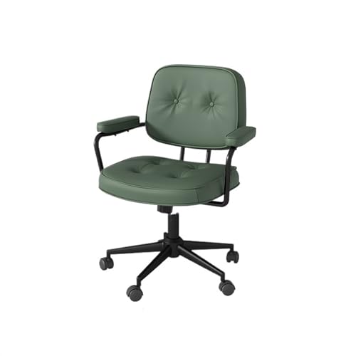 FUHAI-666 Bürostühle Vintage Bürostuhl PU Leder Arbeitszimmer Schreibtisch Bürositz mit Armlehnen und Rückenlehne Weibliches Schlafzimmer Make-up Lift Drehstuhl Schreibtischstuhl(Green)