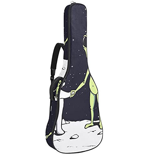 Gitarrentasche Schutz- und Transporttasche für akustische und klassische Gitarren wasserfest und gepolstert Außerirdische Astronauten des Weltraums 108.9x42.9x11.9 cm